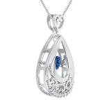 14K White Gold~Blue and White Diamond, 10K White Gold~Blue and White Diamond, Sterling Silver~Blue and White Diamond