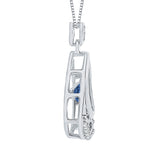 14K White Gold~Blue and White Diamond, 10K White Gold~Blue and White Diamond, Sterling Silver~Blue and White Diamond