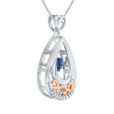 14K White and Rose Gold~Blue and White Diamond, 10K White and Rose Gold~Blue and White Diamond