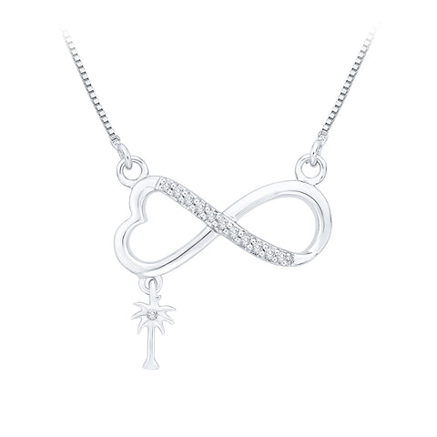 KATARINA Diamond Infinity Palm Tree Pendant Necklace (1/20 cttw)