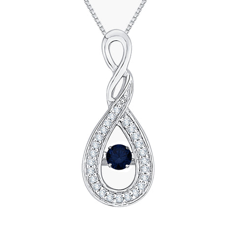 KATARINA Sapphire and White Diamond Fashion Pendant Necklace (1/4 cttw)