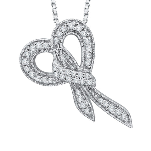 KATARINA Diamond Bow Pendant Necklace (1/5 cttw)