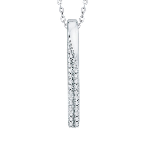 KATARINA Diamond Bar Fashion Pendant Necklace (1/4 cttw)
