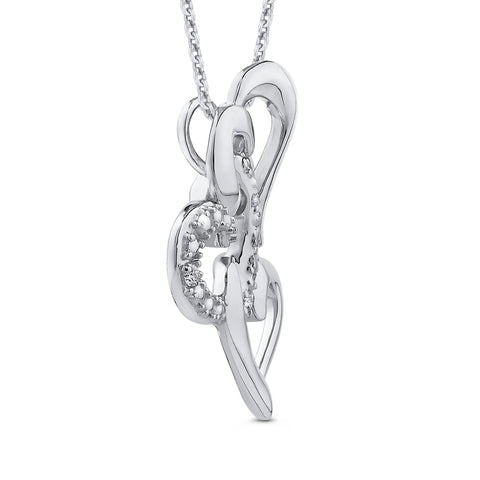 KATARINA Triple Heart Diamond Accent Pendant Necklace