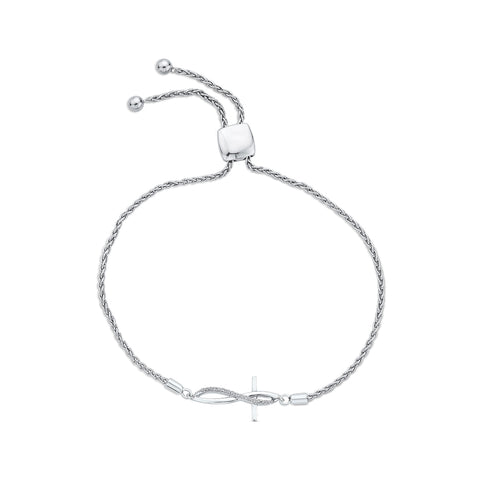 KATARINA Diamond Cross and Infinity Bracelet (1/20 cttw)