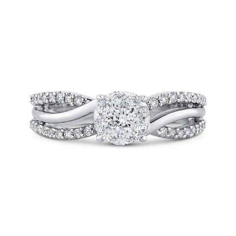 KATARINA 5/8 cttw Prong set Diamond Halo Engagement Ring