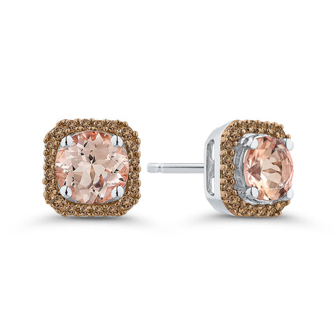 KATARINA Brown Diamond and Morginate Halo Earrings (2 1/6 cttw)