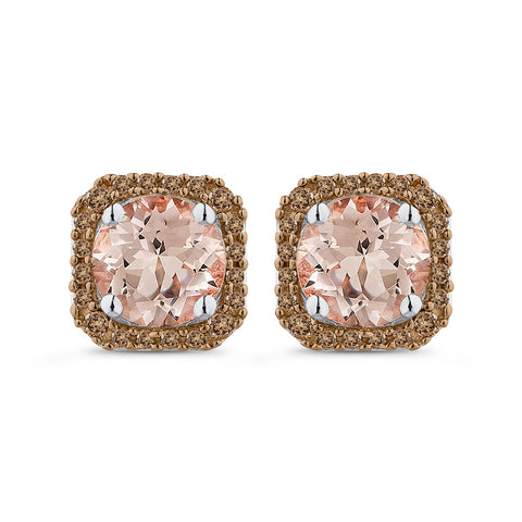 KATARINA Brown Diamond and Morginate Halo Earrings (2 1/6 cttw)