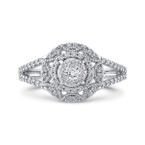 KATARINA 1/2 cttw Diamond Cluster Halo Engagement Ring