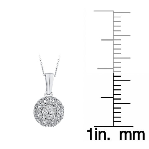 KATARINA 1/3 cttw Diamond Cluster Halo Pendant Necklace