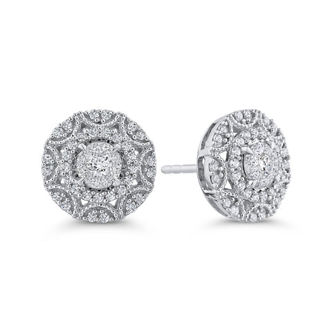 KATARINA 5/8 cttw Diamond Halo Stud Earrings
