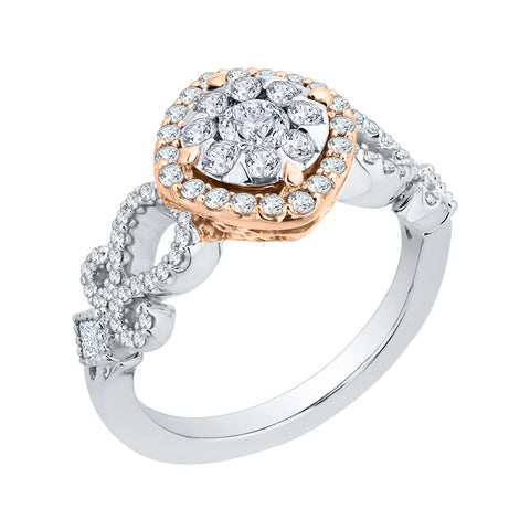 KATARINA Diamond Halo Bridal Engagement Wedding Ring Set (7/8 cttw)