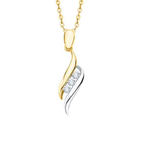 KATARINA Three Stone Diamond Fashion Pendant Necklace (1/4 cttw)
