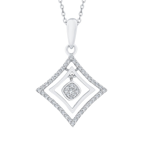 KATARINA Diamond Kite Shape Pendant Necklace (1/4 cttw)