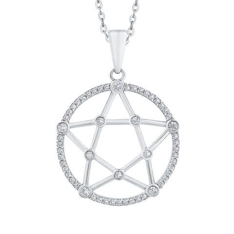 KATARINA Diamond Star Circle Pendant Necklace (1/3 cttw)