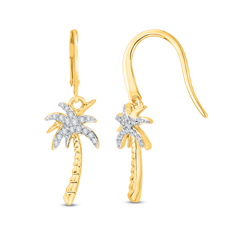 KATARINA Diamond Palm Tree Dangle Earrings (1/8 cttw)