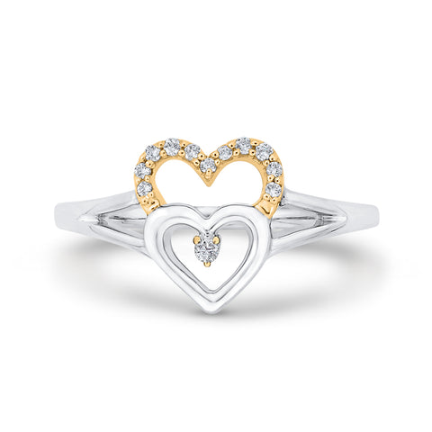 KATARINA 1/10 cttw Diamond Double Heart Ring