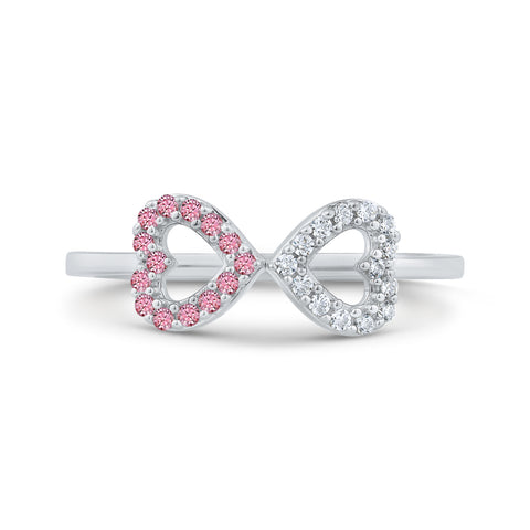 KATARINA 1/5 cttw Pink Sapphire and Diamond Double Heart Ring