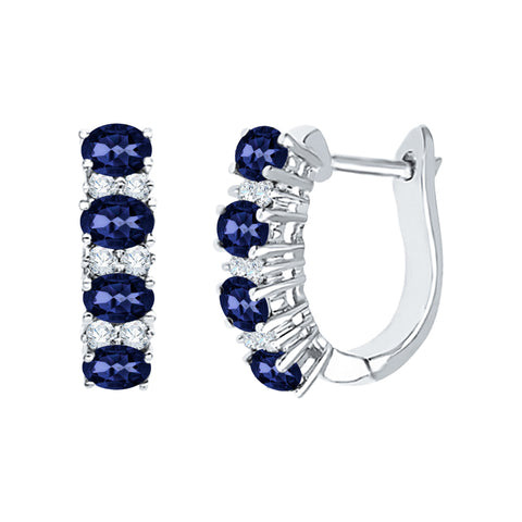 KATARINA Sapphire Gemstone and Diamond Huggie Earrings (2 1/4 cttw)