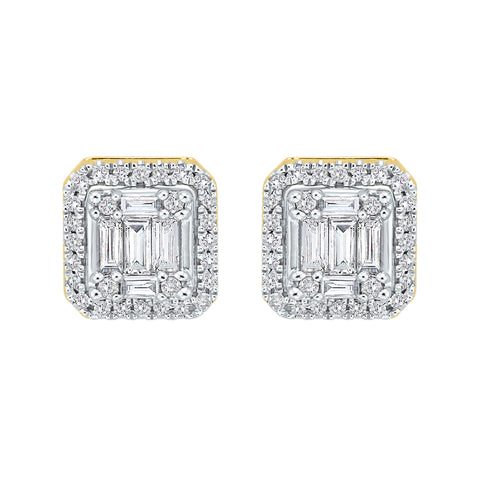 KATARINA Round and Baguette Cut Diamond Fashion Earrings (3/8 cttw)