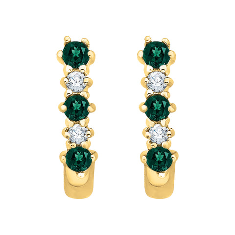 KATARINA Emerald and Diamond J Hoop Earrings (3/8 cttw)