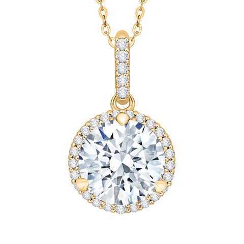 KATARINA 5/8 cttw Lab Grown Diamond Halo Pendant Necklace in 14k Gold