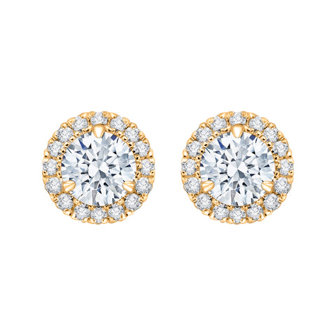 KATARINA 7/8 cttw Lab Grown Diamond Halo Earrings in 14k Gold