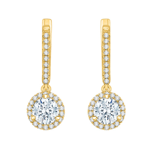 KATARINA 1 1/4 cttw Lab Grown Diamond Halo Huggie Earrings in 14k Gold