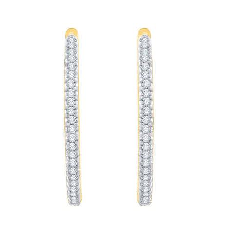 KATARINA 1 1/4 cttw Lab Grown Diamond Huggie Hoop Earrings in 14k Gold