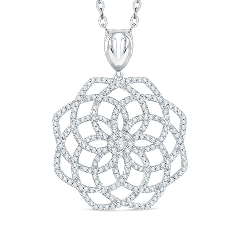 KATARINA 1 1/5 cttw Lab Grown Diamond Floral Fashion Pendant Necklace in 14k Gold