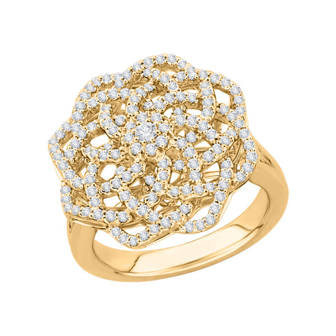 KATARINA 3/4 cttw Lab Grown Diamond Flower Ring in 14k Gold