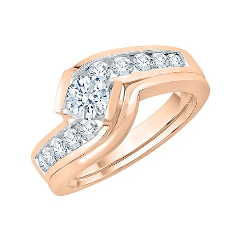 KATARINA 1/2 cttw Channel Set Lab Grown Diamond Bridal Set in 14k Gold