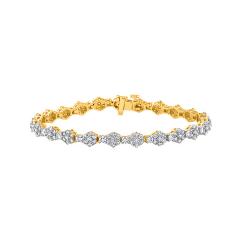 KATARINA 4 5/8 cttw Lab Grown Cluster Diamond Tennis Bracelet in 14K Gold