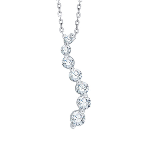 KATARINA 1 cttw Lab Grown Graduated Diamond Journey Pendant Necklace in 14K Gold