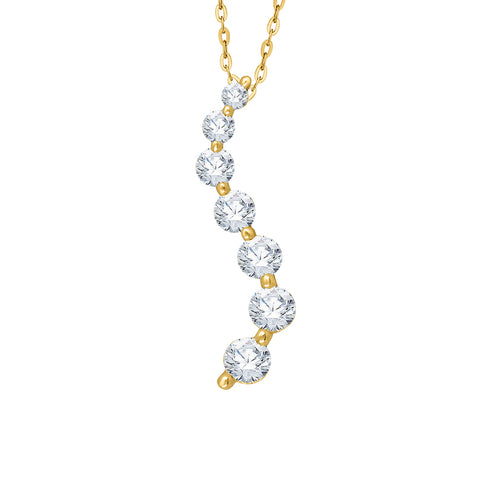 KATARINA 1 1/2 cttw Lab Grown Graduated Diamond Journey Pendant Necklace in 14K Gold