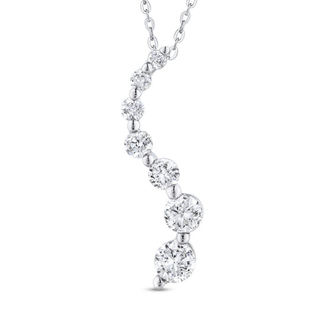 KATARINA 3/4 cttw Lab Grown Graduated Diamond Journey Pendant Necklace in 14K Gold