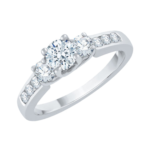 KATARINA 1 cttw Lab Grown Diamond Engagement Ring With Side Stone in 14K Gold