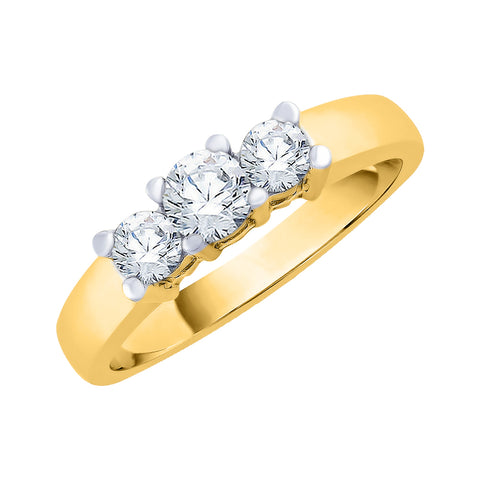 KATARINA 1/2 cttw Lab Grown 3 Diamond Engagement Ring in 14K Gold