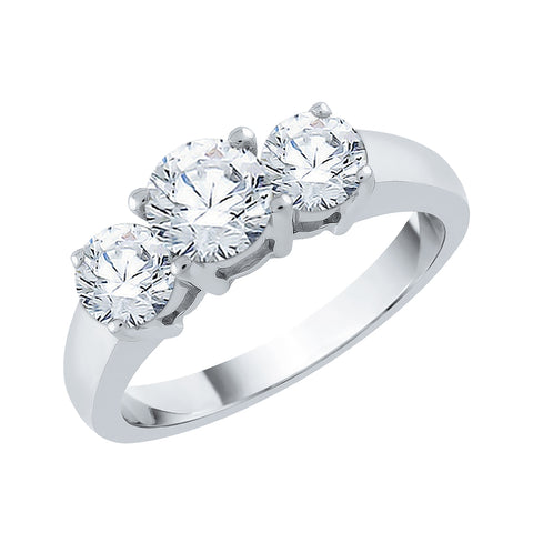 KATARINA 3/4 cttw Lab Grown 3 Diamond Engagement Ring in 14K Gold
