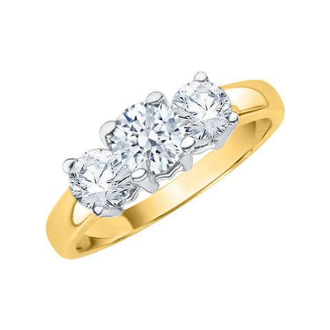 KATARINA 1 cttw Lab Grown 3 Diamond Engagement Ring in 14K Gold