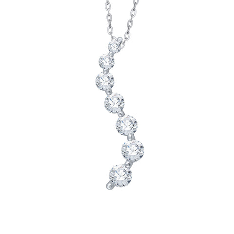KATARINA 2 cttw Lab Grown Graduated Diamond Journey Pendant Necklace in 14K Gold