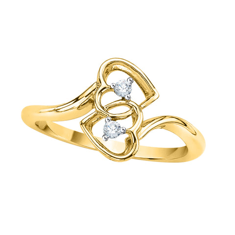 KATARINA 1/20 cttw Diamond Interlocked Double Heart Promise Ring