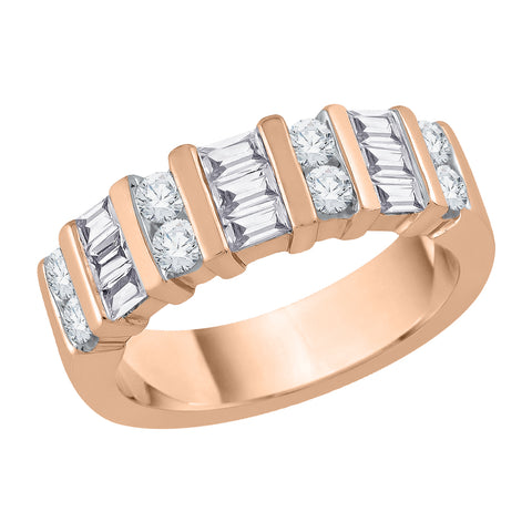 KATARINA 1 cttw Round and Baguette Cut Diamond Anniversary Ring