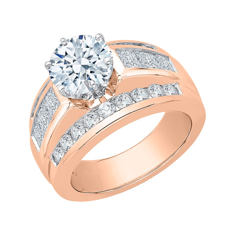 KATARINA Channel Set Round and Princess Cut Diamond Solitaire Engagement Ring (2 7/8 cttw)