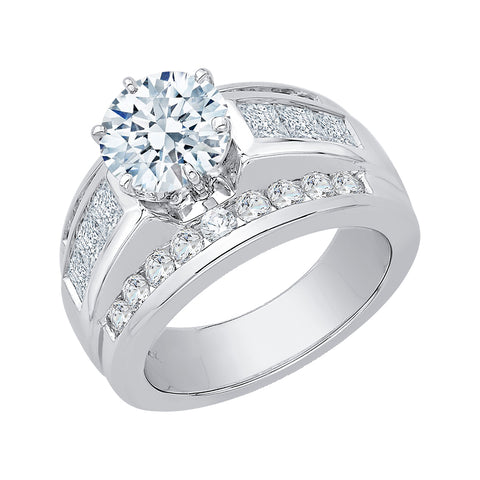 KATARINA Channel Set Round and Princess Cut Diamond Solitaire Engagement Ring (2 7/8 cttw)