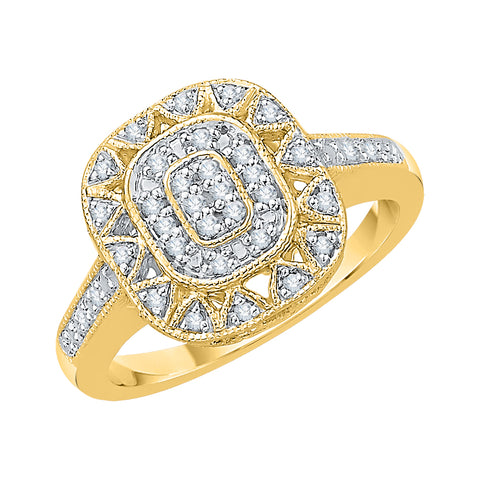 KATARINA Diamond Cluster Milgrain Edged Fashion Ring (1/6 cttw)