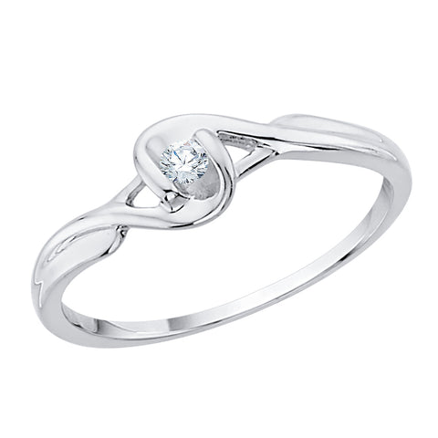 KATARINA Channel Set Diamond Solitaire Bypass Infinity Promise Ring (1/20 cttw)