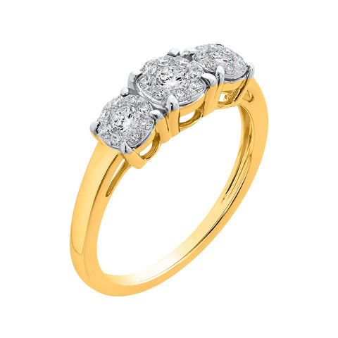 KATARINA Prong set Diamond Trio Cluster Engagement Ring (3/8 cttw)