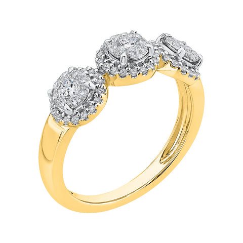 KATARINA Prong set Diamond Trio Cluster Engagement Ring (1/2 cttw)