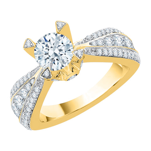 KATARINA Diamond Reverse Tapered Shank Solitaire Multi-row Engagement Ring (2 cttw)